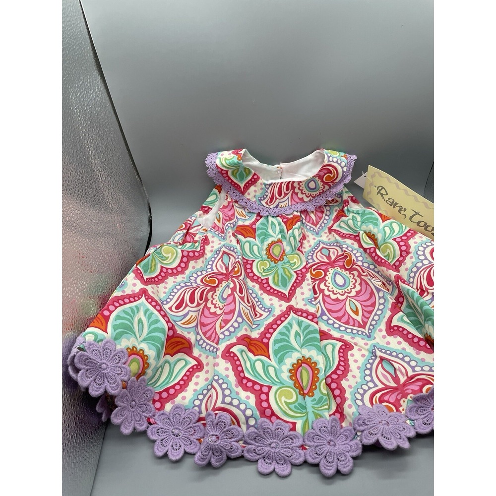 NWT Rare Too‎ Girl's Dress 24M Purple Green Pink Paisley Sundress missing panty